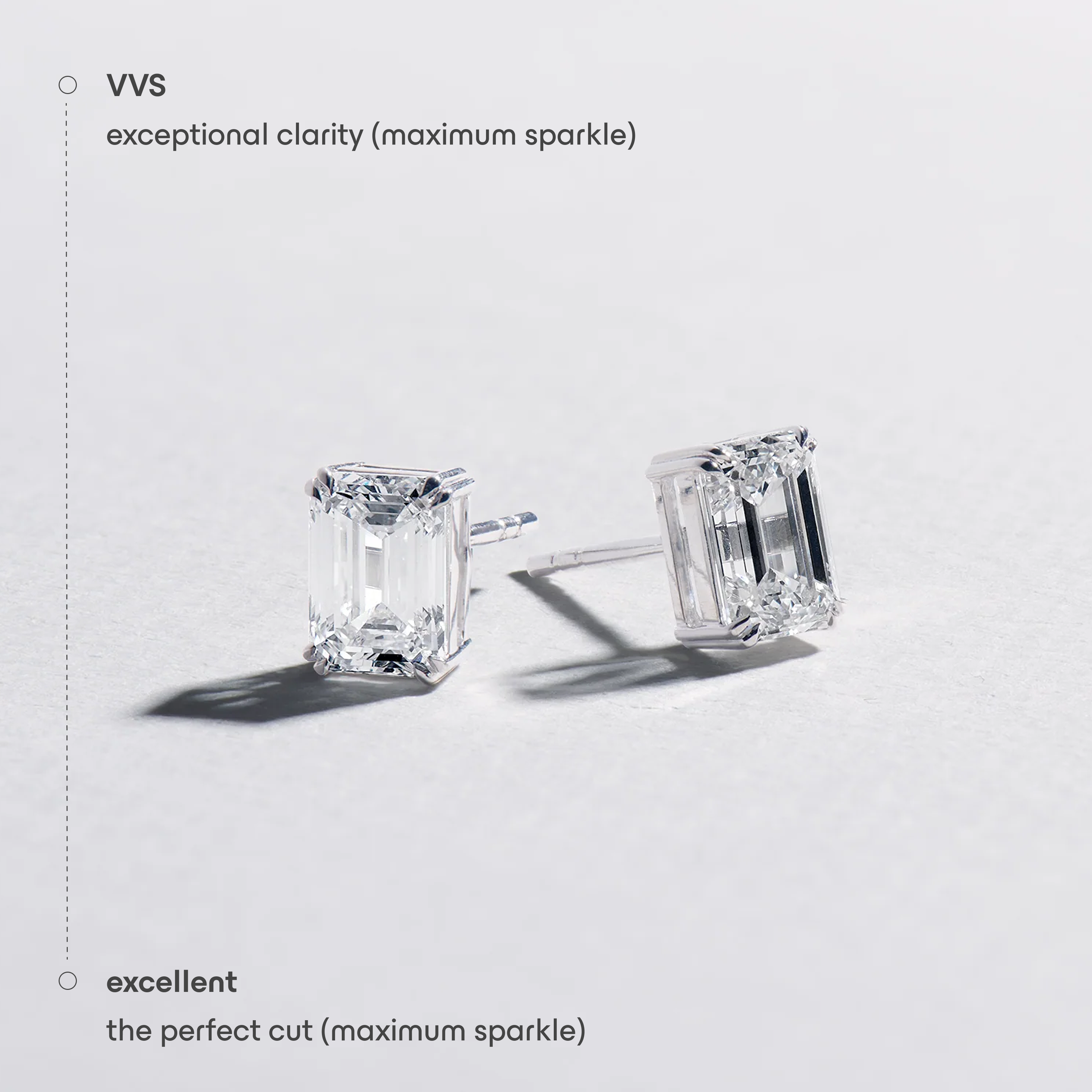 emerald cut diamond studs - 2ct