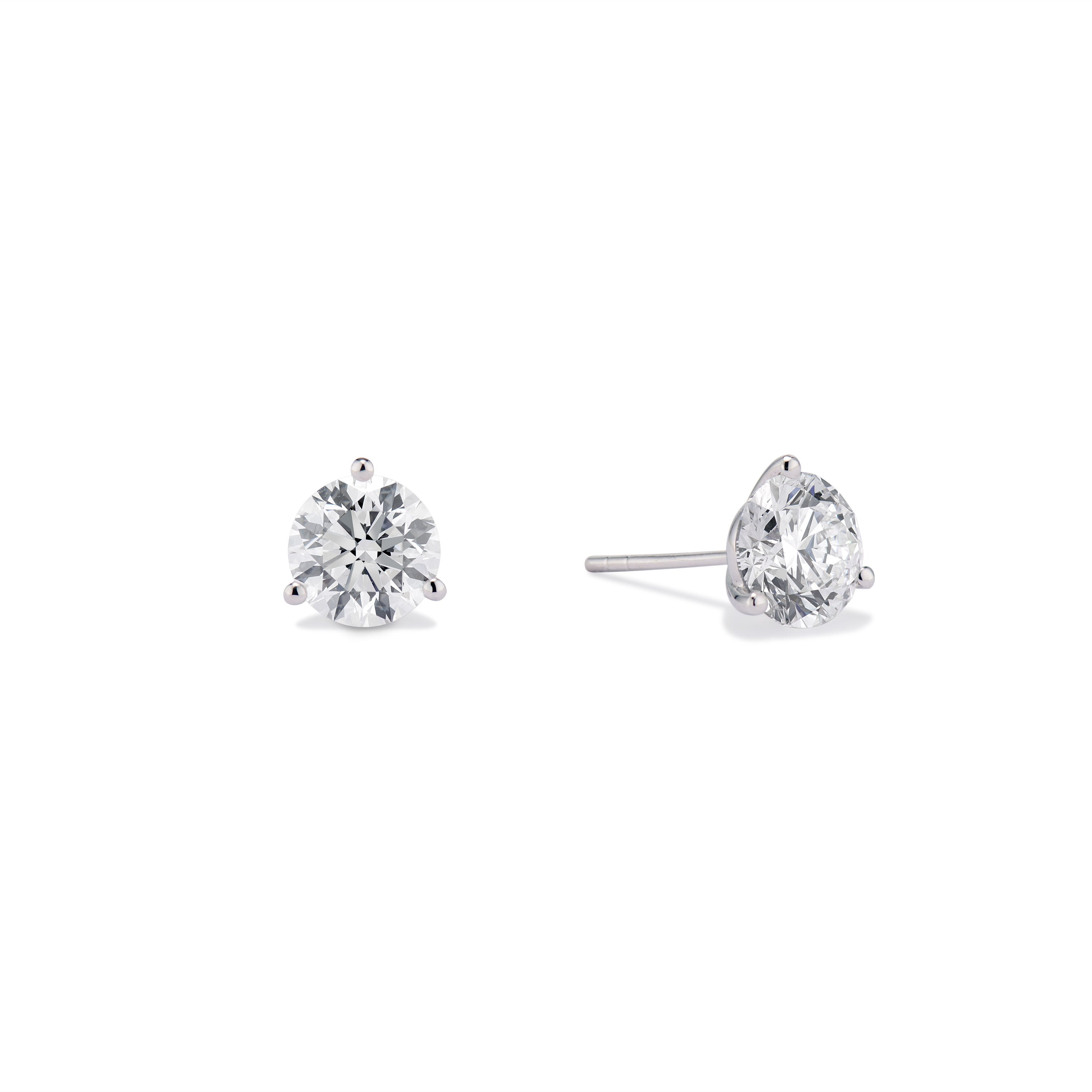 solitaire diamond stud earrings - 2ct