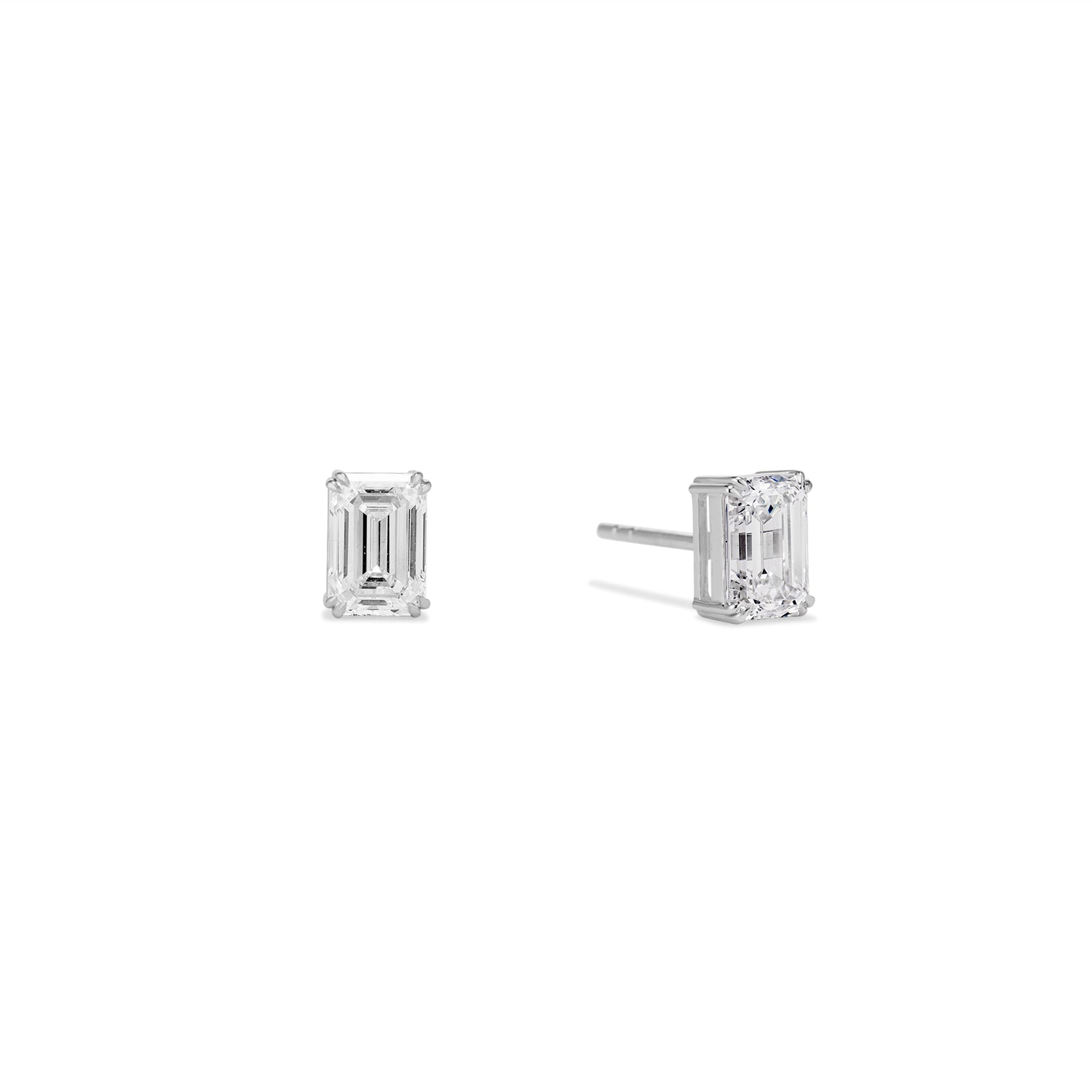 emerald cut diamond studs - 2ct