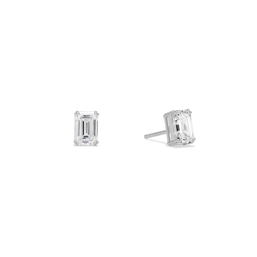 emerald cut diamond studs - 2ct