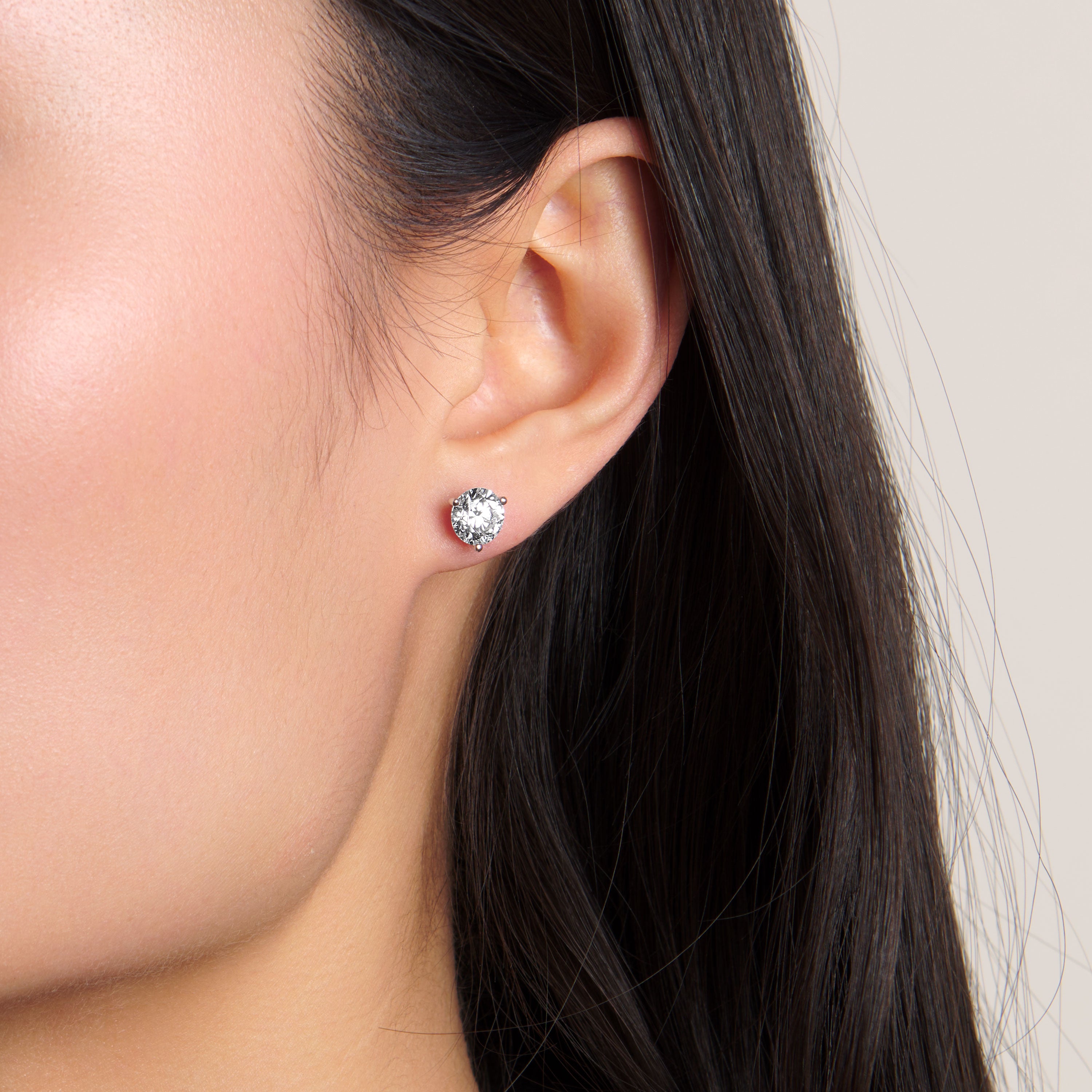 solitaire diamond stud earrings - 3ct