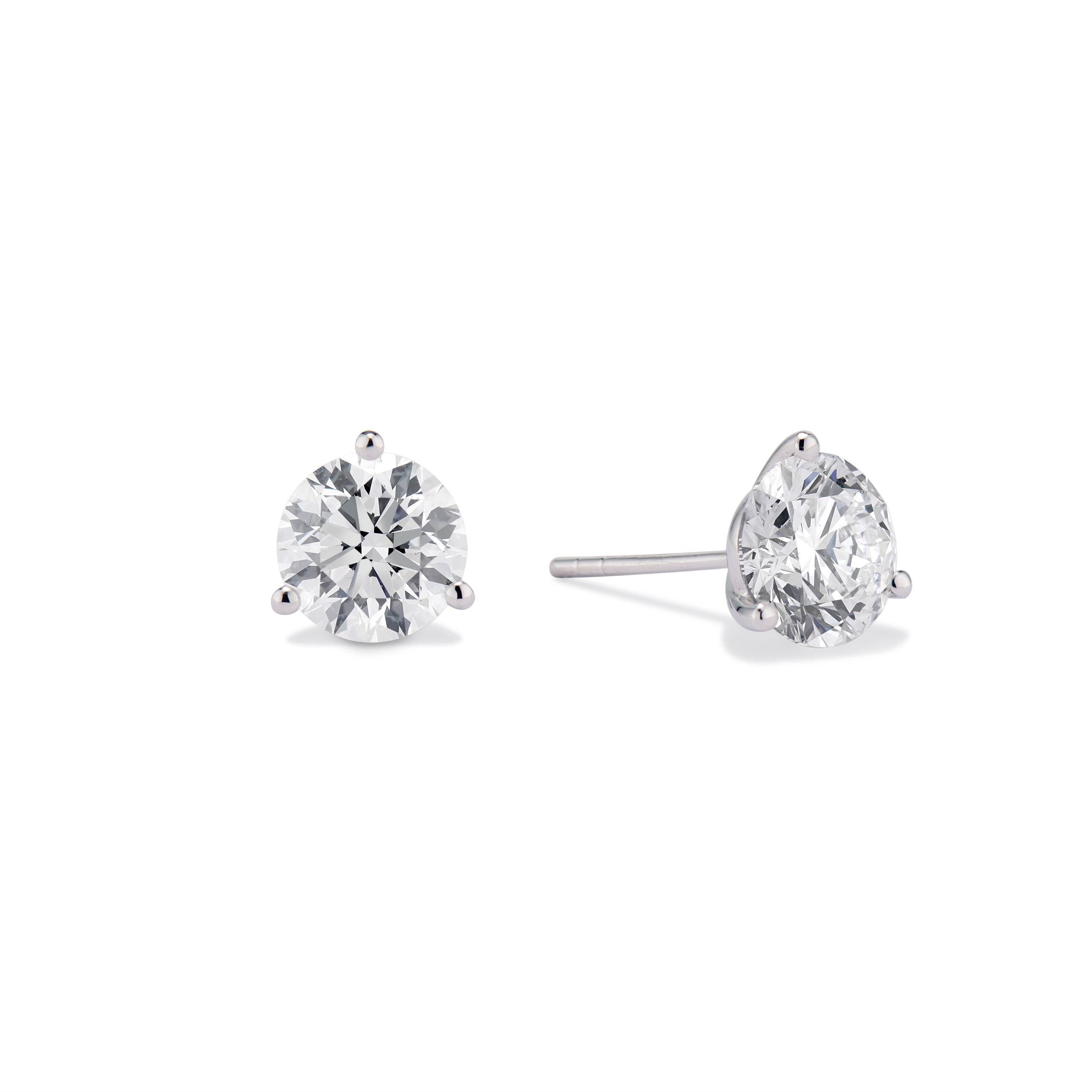 solitaire diamond stud earrings - 3ct